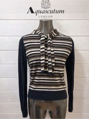 AQUASCUTUM LONDON – Cashmere & Silk Striped Sweater – Size S